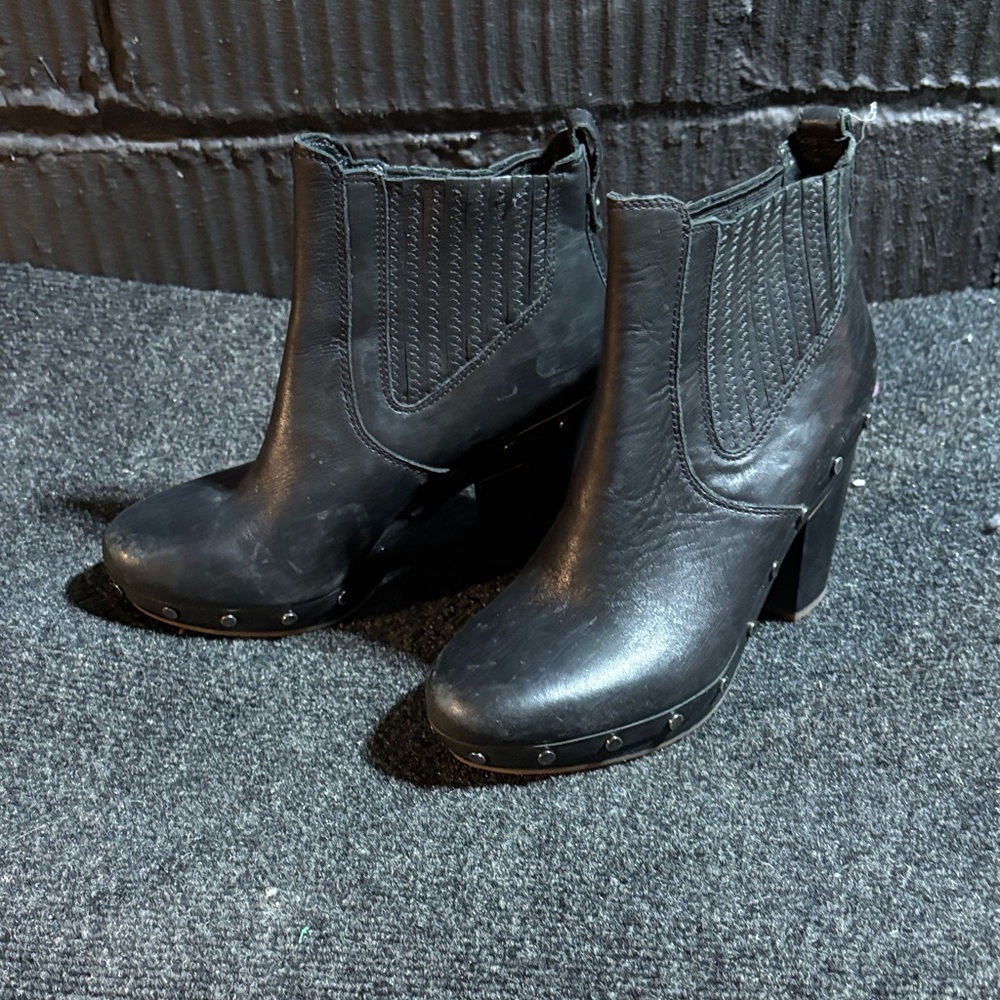 UGG Black Leather Studded Ankle Boots